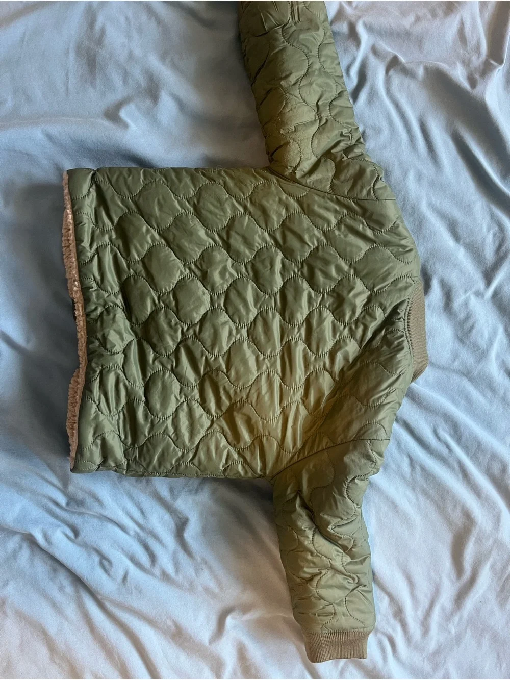 Gap 3T Olive Green Quilted Jacket with Sherpa Lining